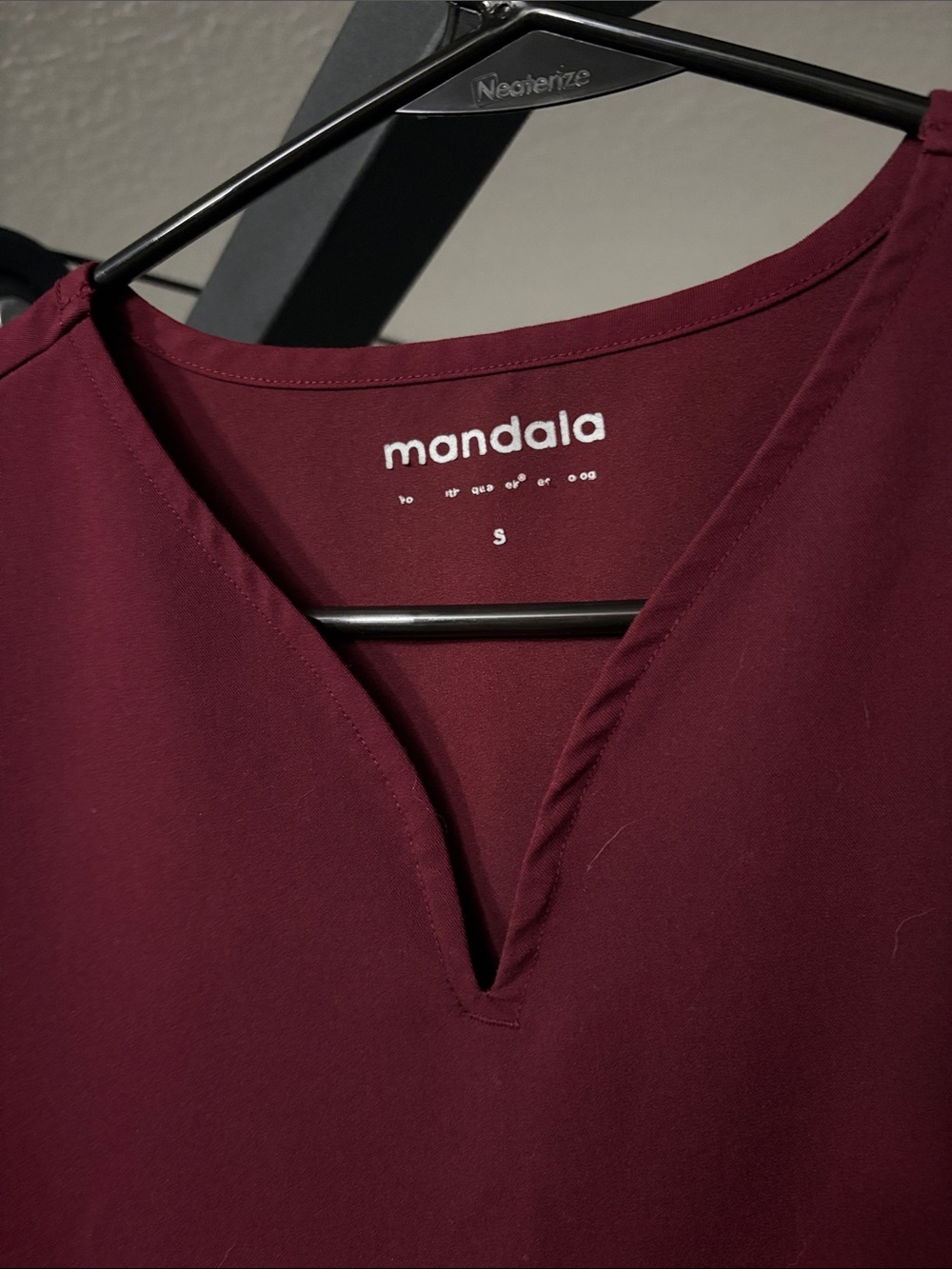 Mandala Medical Scrub Top in Wine - Picture 3 of 4